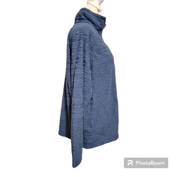 Eddie Bauer Women’s Fleece Aztec Blue Pattern Sweater1/4 Zip Size XL - Picture 2 of 6